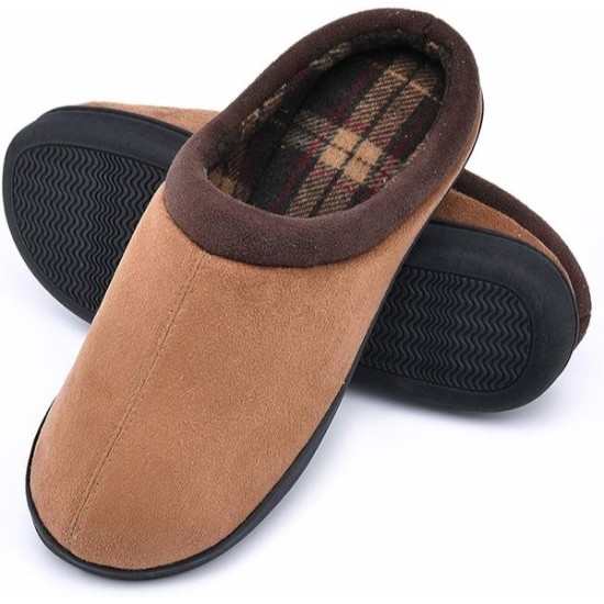 Memory Foam Mens Slippers Slip-On Comfy House Slippers for Men Indoor Outdoor Non-Slip Warm Winter Men’s Bedroom Slippers