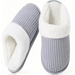 Slippers for Women,Memory Foam with Fuzzy Collar Indoor House Slippers Bedroom Non-slip Plush Slippers