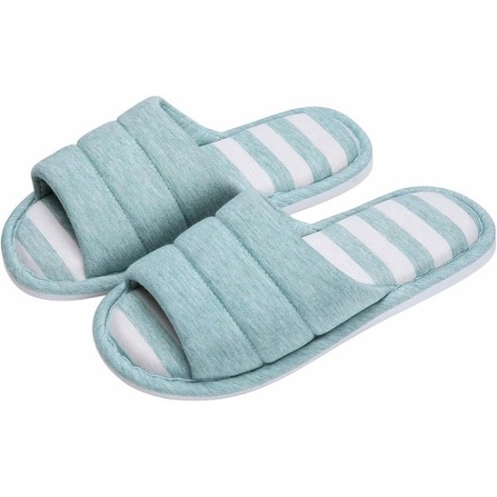 Open Toe House Slippers for Women Men Soft Cotton Indoor Shoes Memory Foam Slip On bedroom Slippers